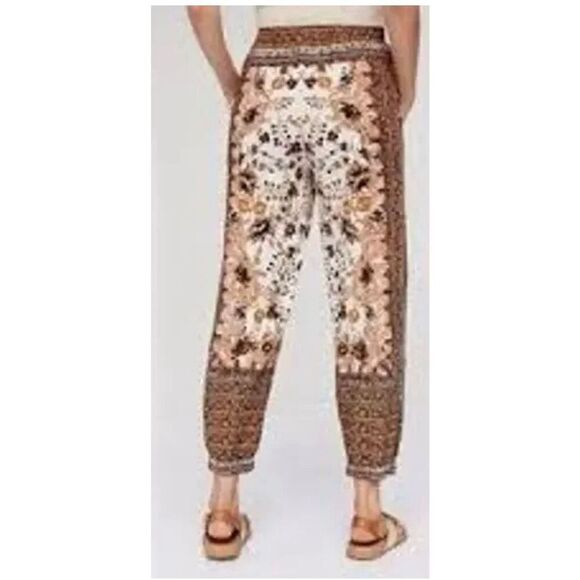 ANTHROPOLOGIE Printed Bohemian Linen Blend Side Pockets Joggers Sz 2 - Picture 9 of 10
